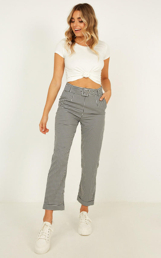 Eyes On The Road Pants In Black Gingham