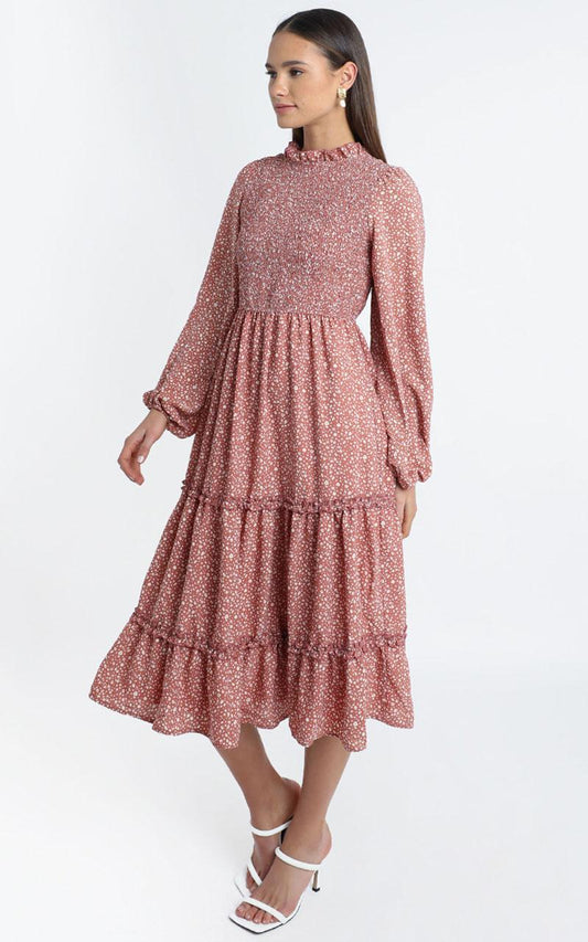 Fern Dress in Rust Floral