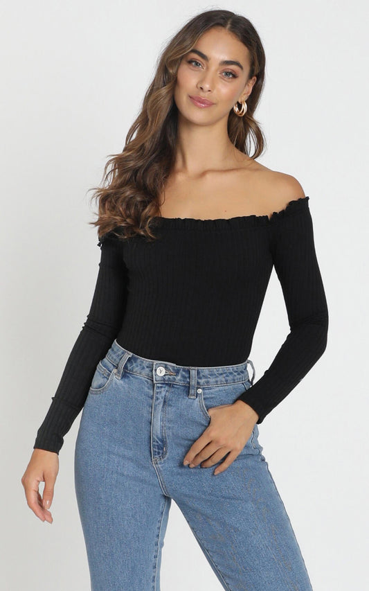 Fresh As A Daisy Bodysuit In Black