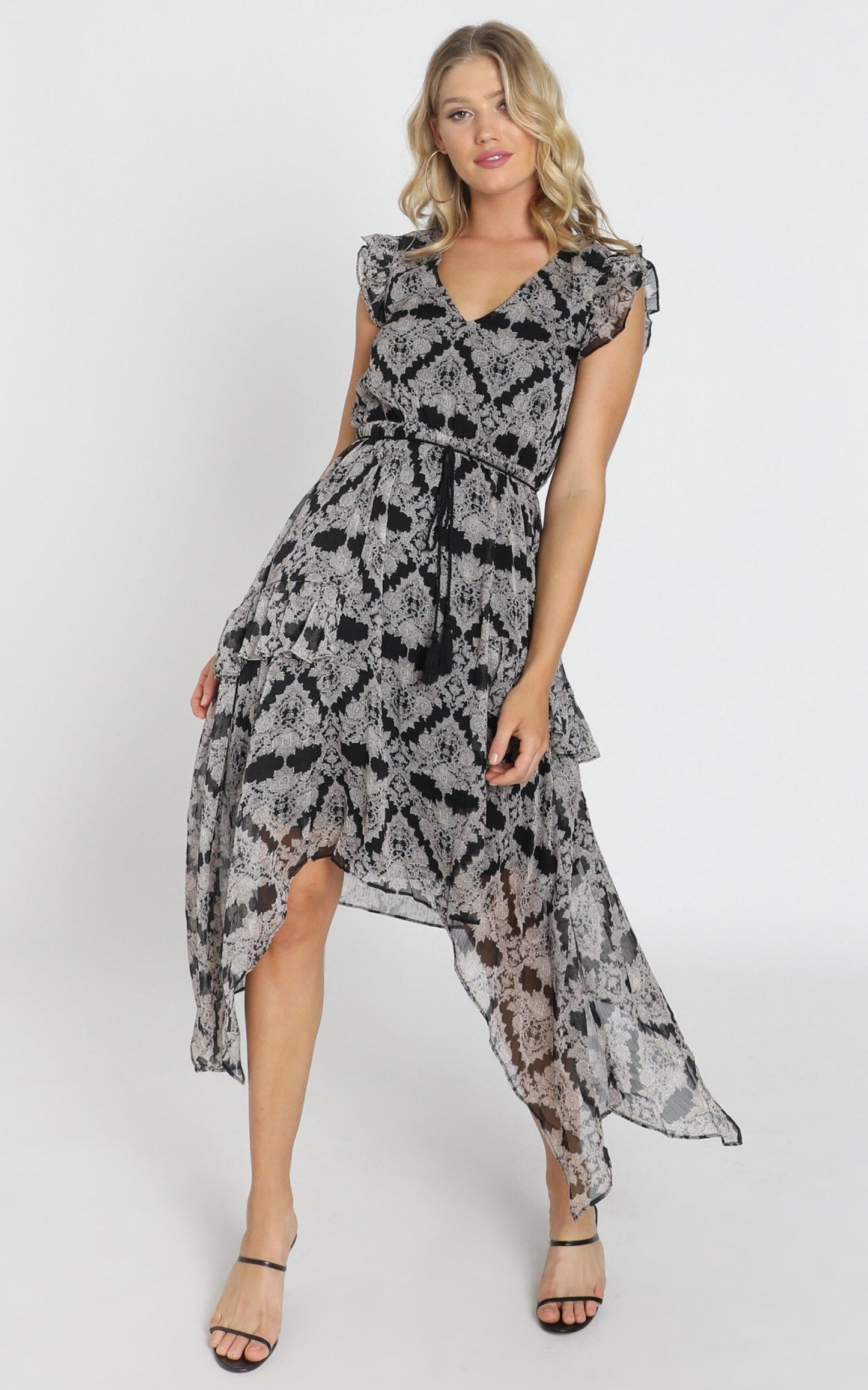Genevieve Dress in Black Print