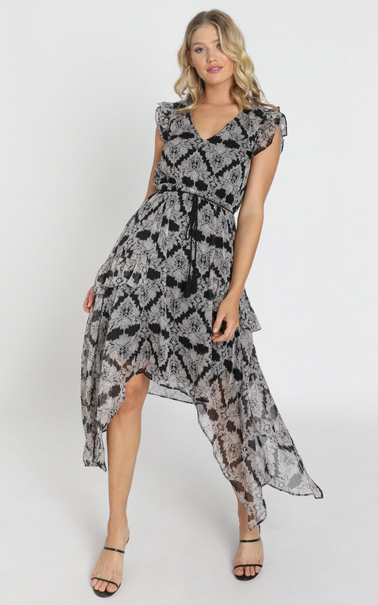 Genevieve Dress in Black Print