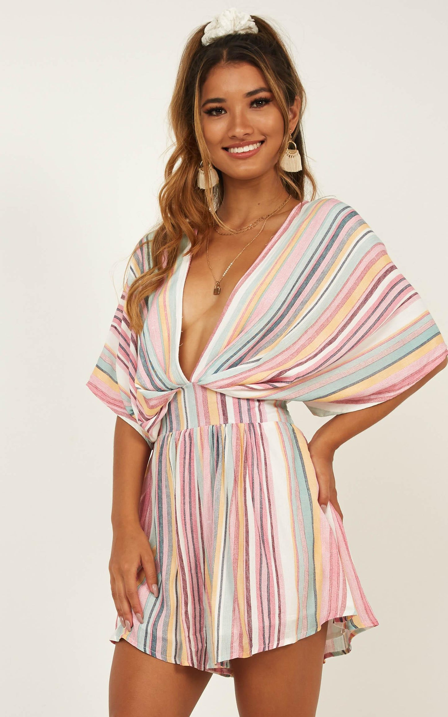 Got A Baby Benz Playsuit In Rainbow Stripe