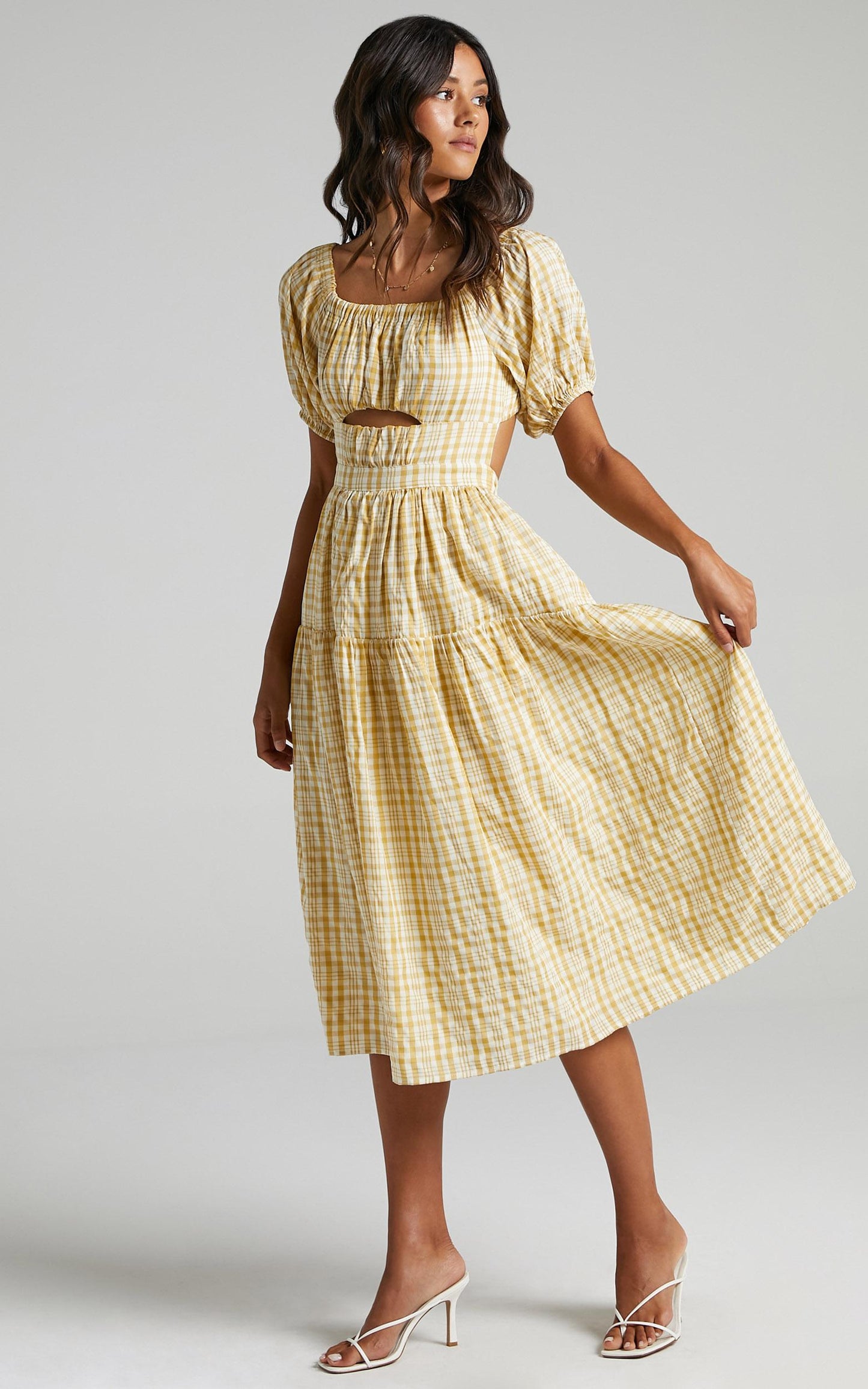 Helina Dress in Mustard Check