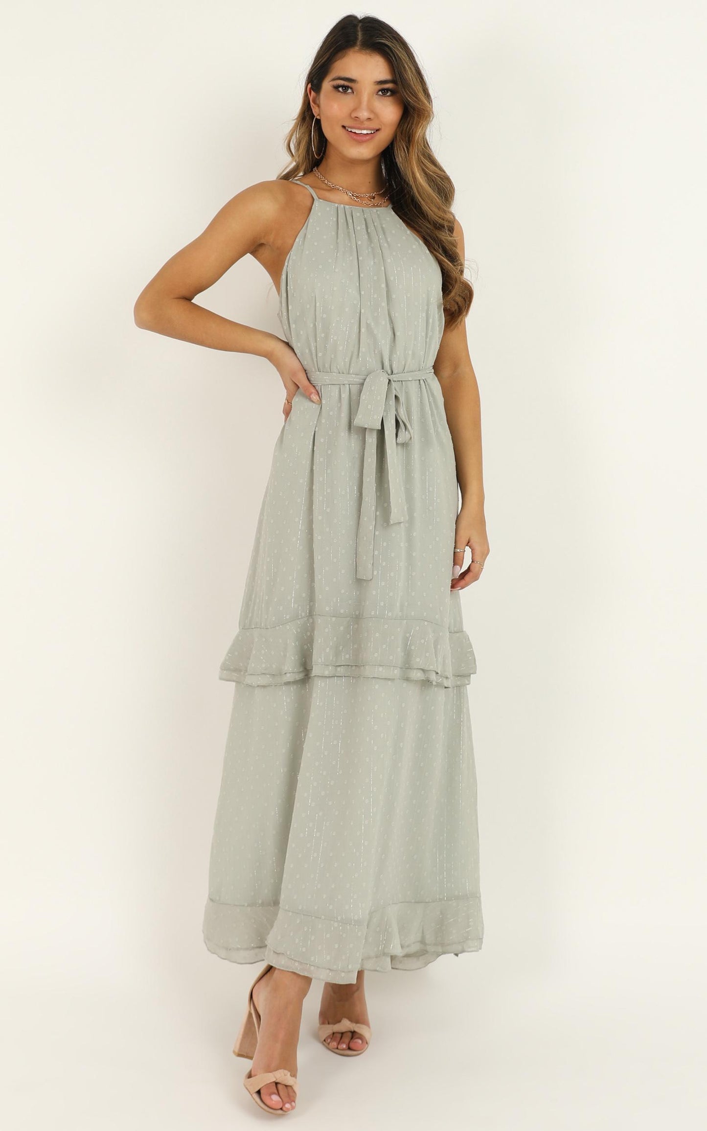 Highest Of Class Dress In Sage