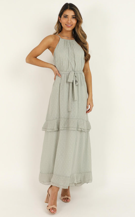 Highest Of Class Dress In Sage