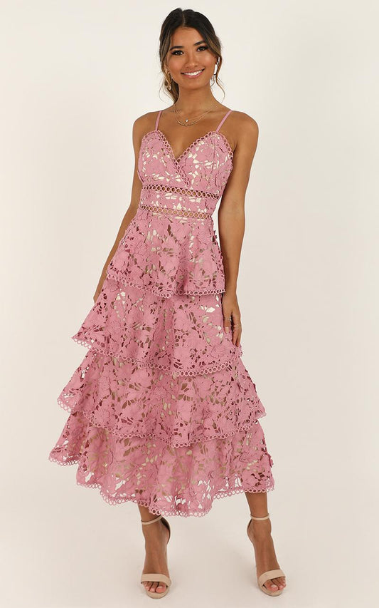 In Other News Dress In Mauve Lace