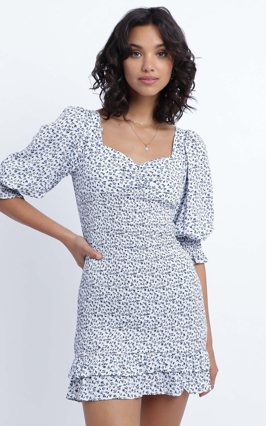 Kinsey Dress in Blue Floral