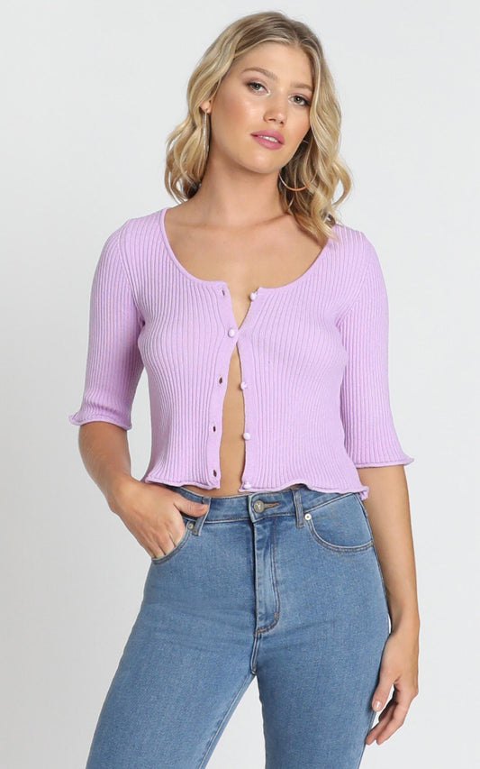 Lifting Spirits Cardigan In Lilac