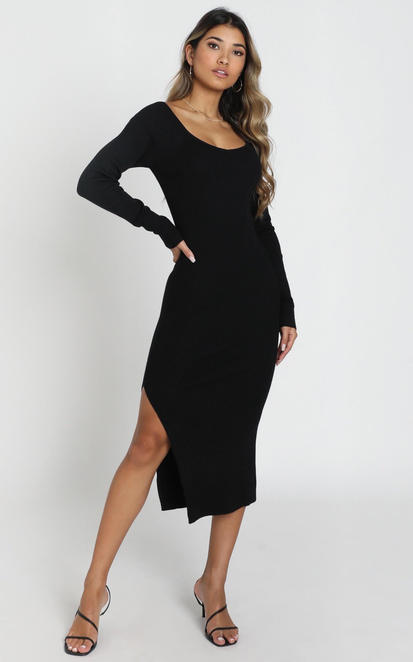 Living For It Knit Dress in Black