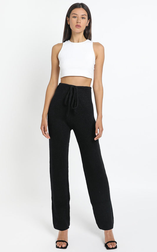 Luxe Lounge Knit Trouser in Black