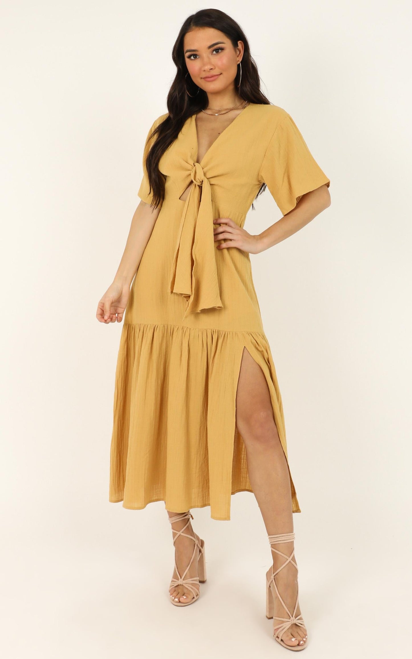 Main Attraction Dress In Mustard