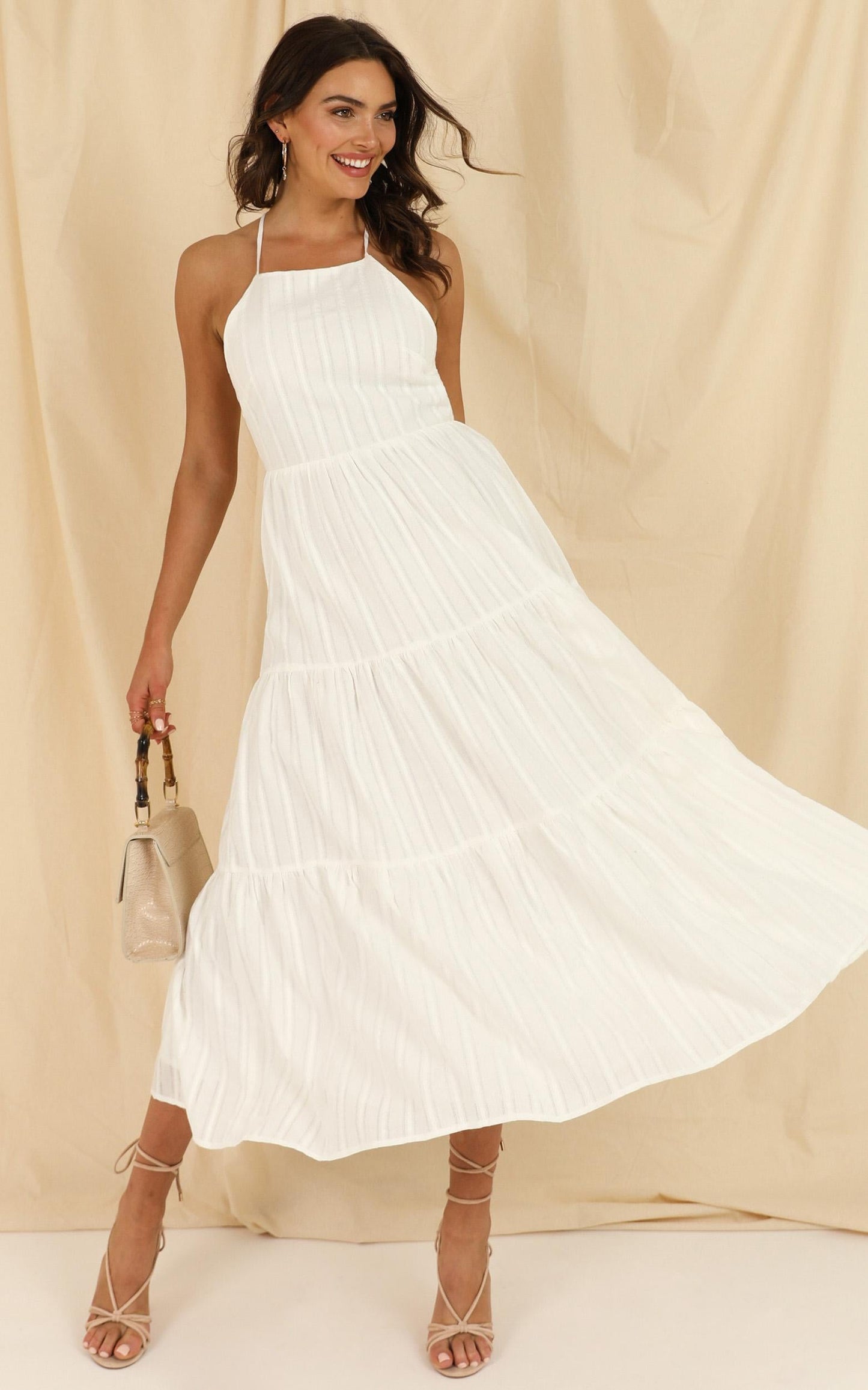 Missing Pieces Dress In White