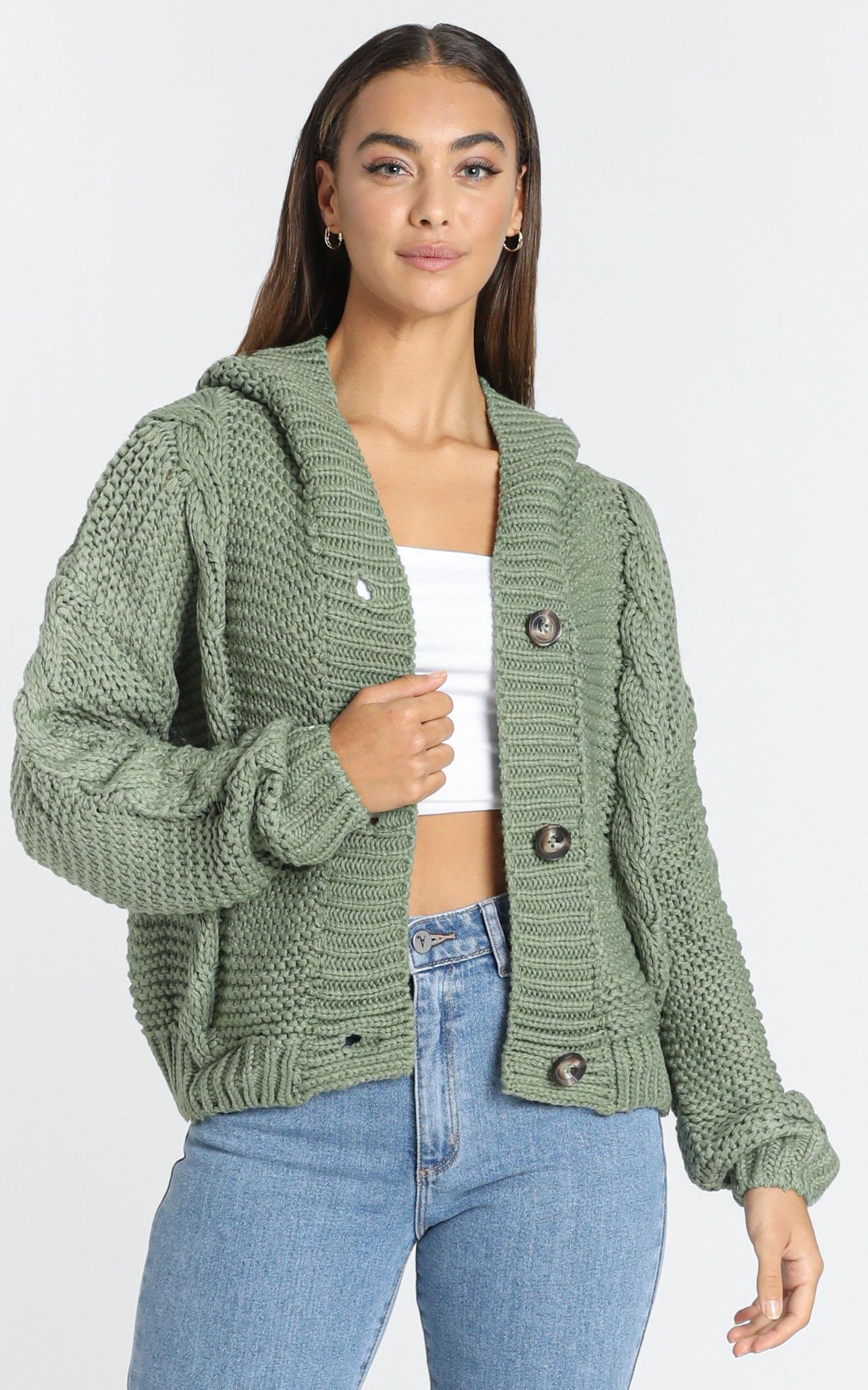 Allie Cardigan in Olive