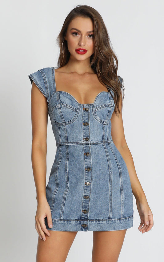 Lioness - Refreshing The Soul Denim Dress In Light Wash