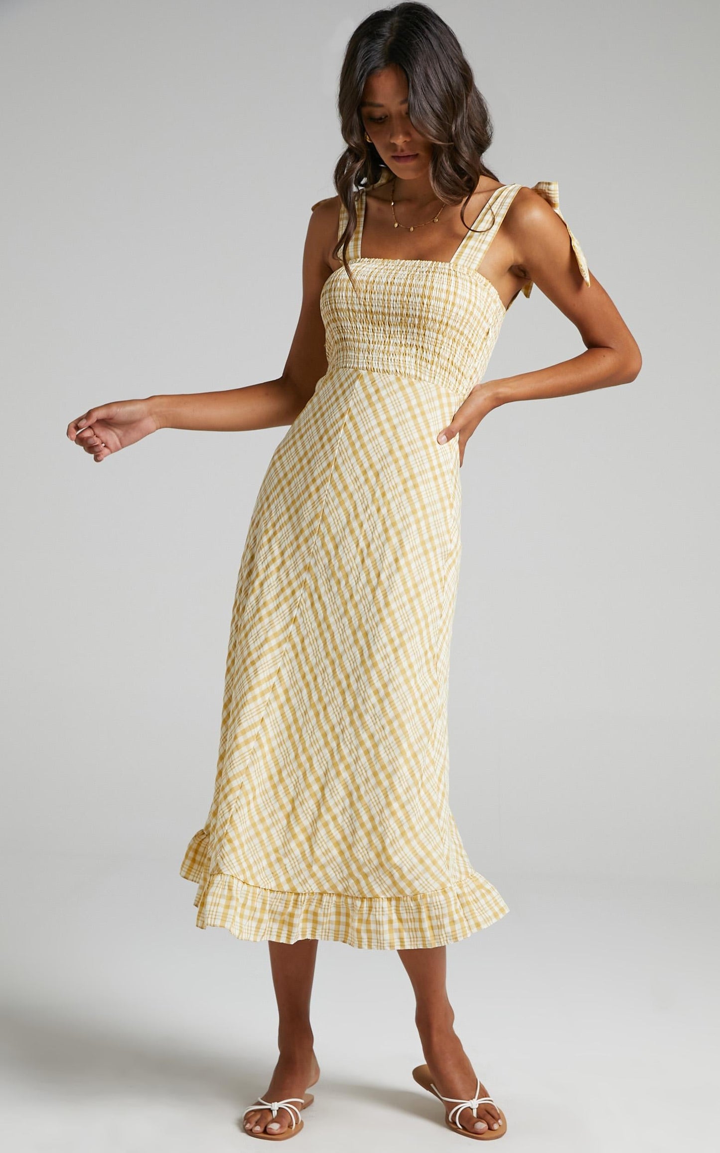 Regan Dress in Mustard Check
