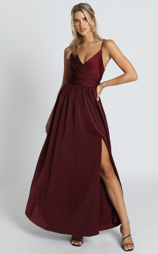 Revolve Around Me Dress in Wine