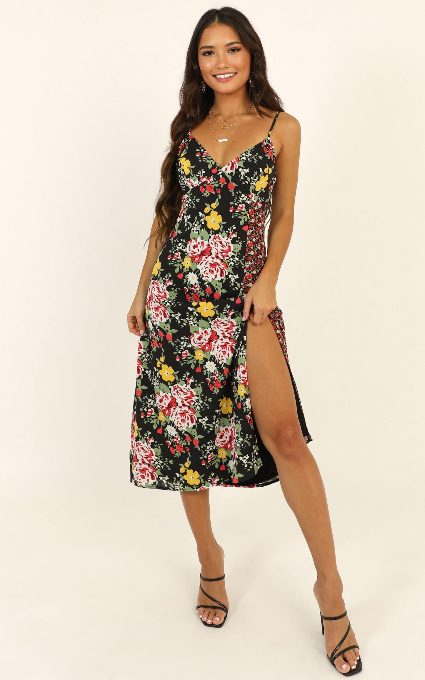 Spice Market Dress In Black Floral