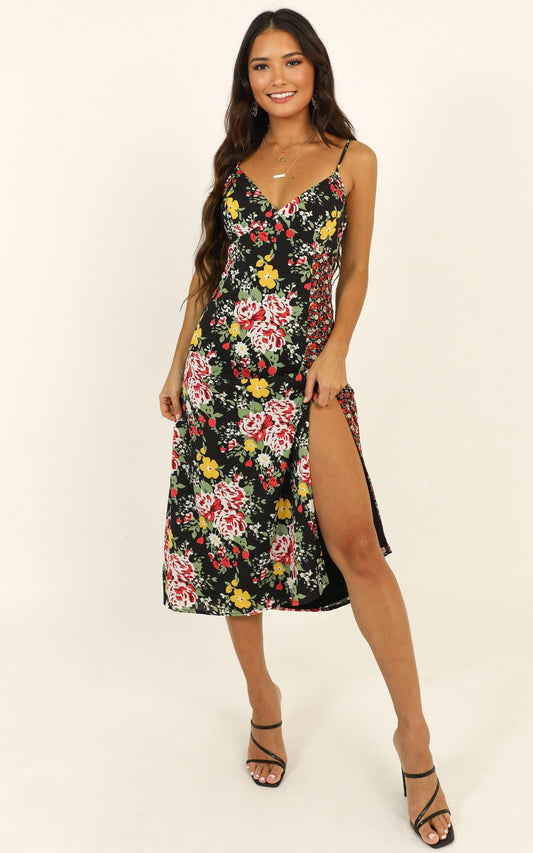 Spice Market Dress In Black Floral