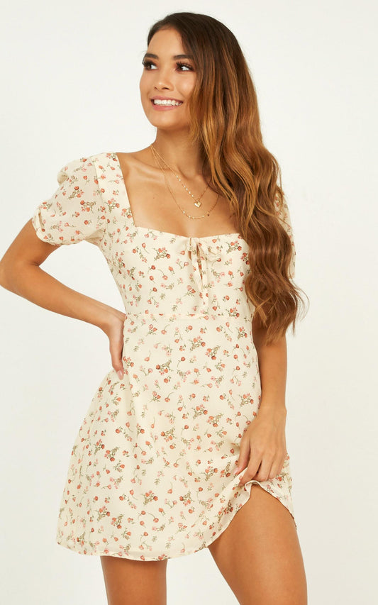 Sunset Boulevard Dress In Cream Floral