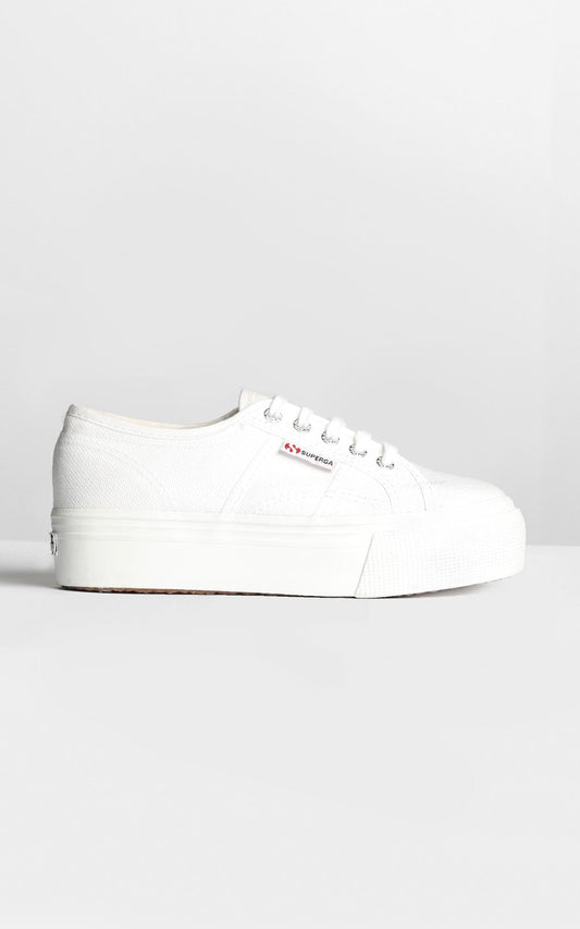 2790 ACOTW Linea Up And Down Platform Sneakers in White Canvas