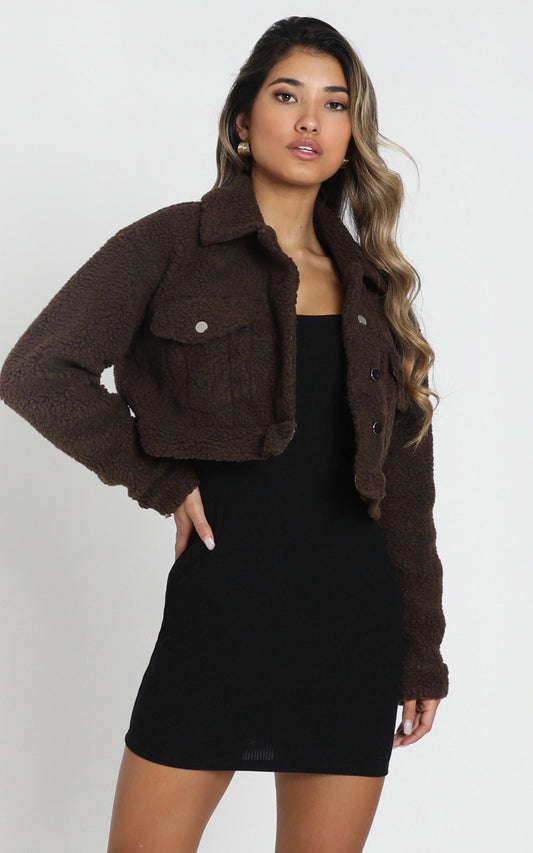 Team Spirit Teddy Jacket In Brown Teddy