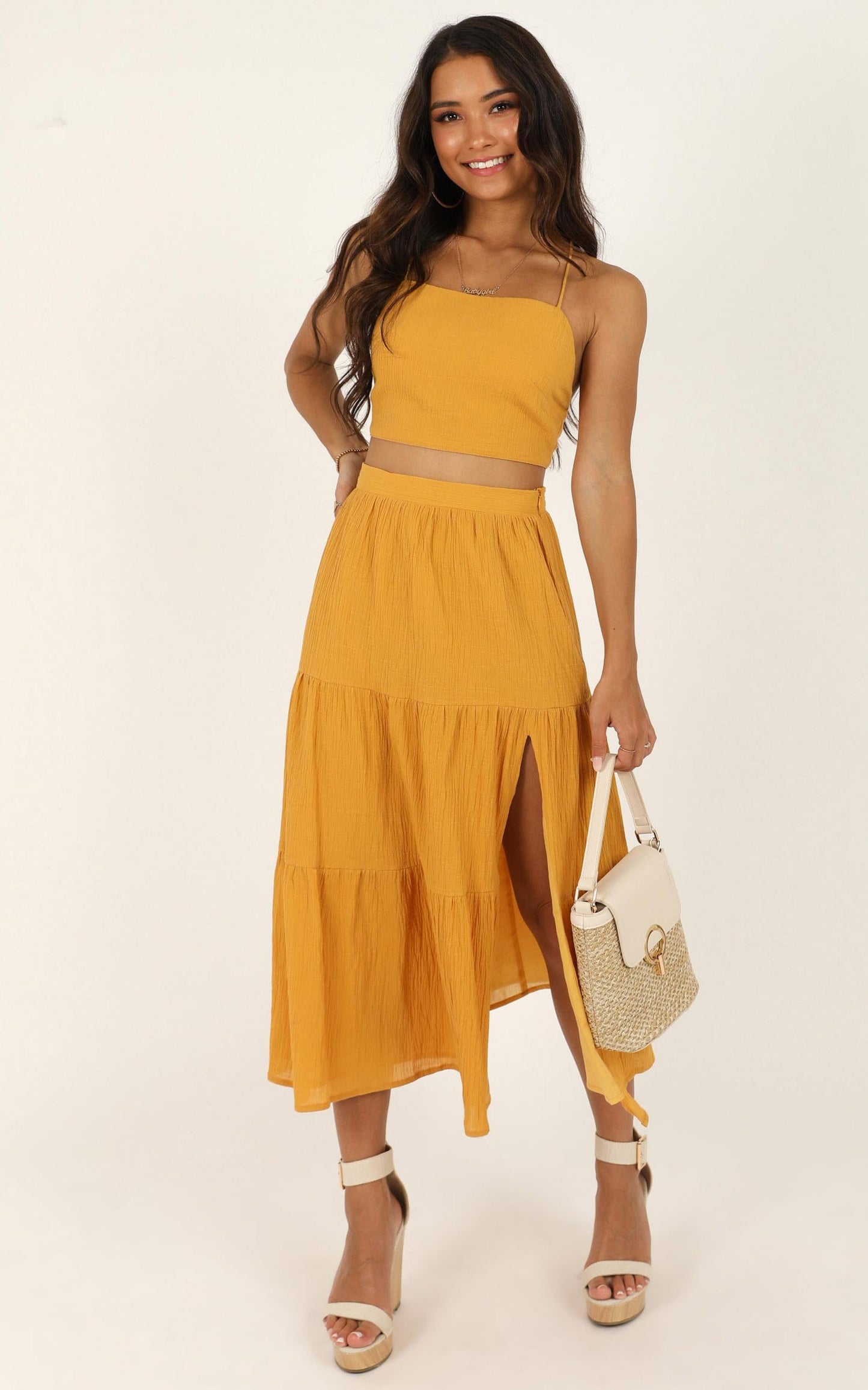 They Had It Coming Two Piece Set In Mustard
