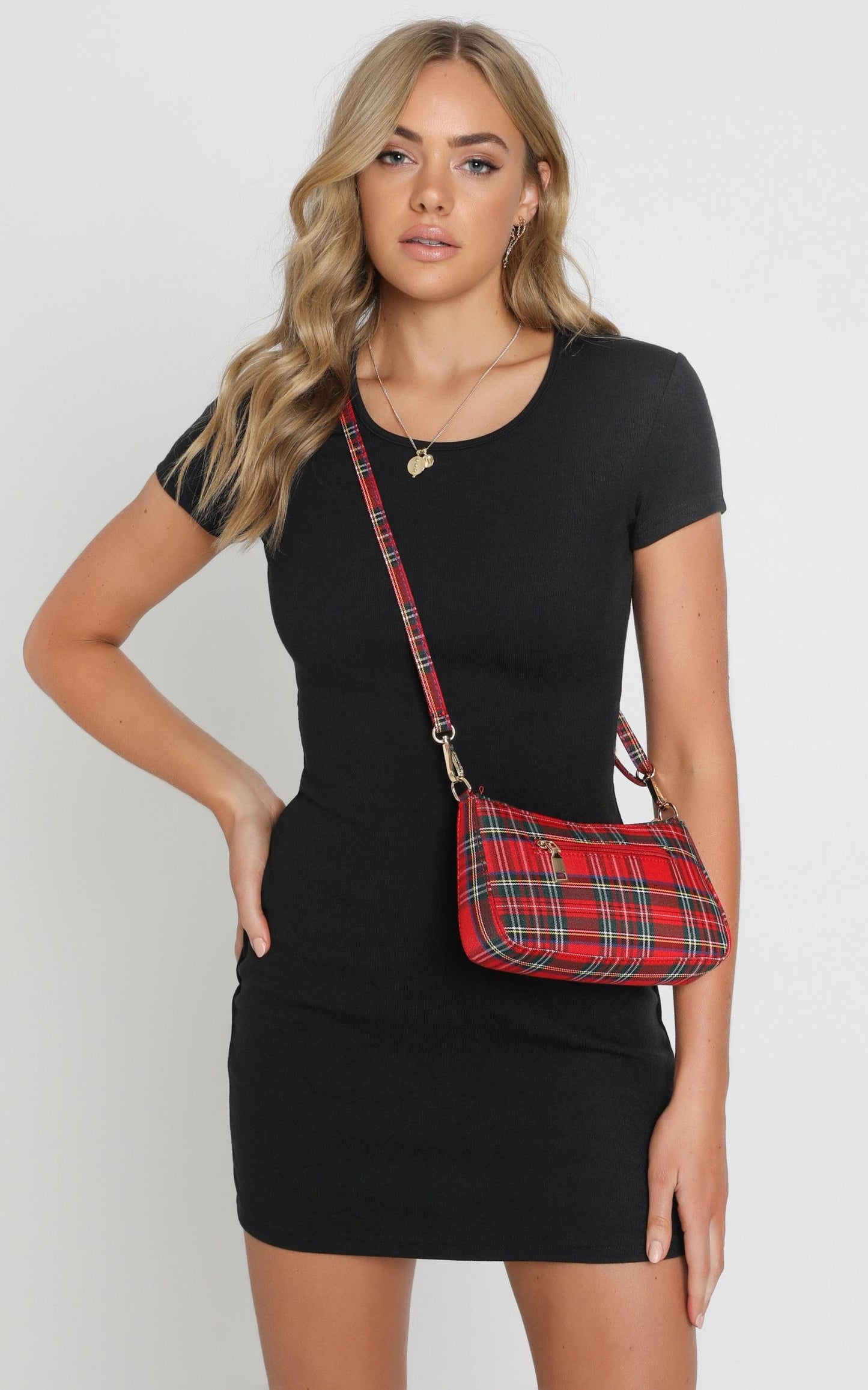 Trendsetter Check Shoulder Bag in Red and Green