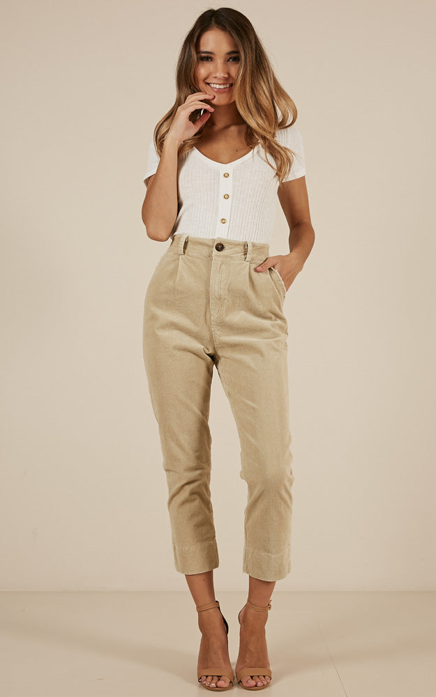 What Do You Think Cord Pants In Beige Corduroy