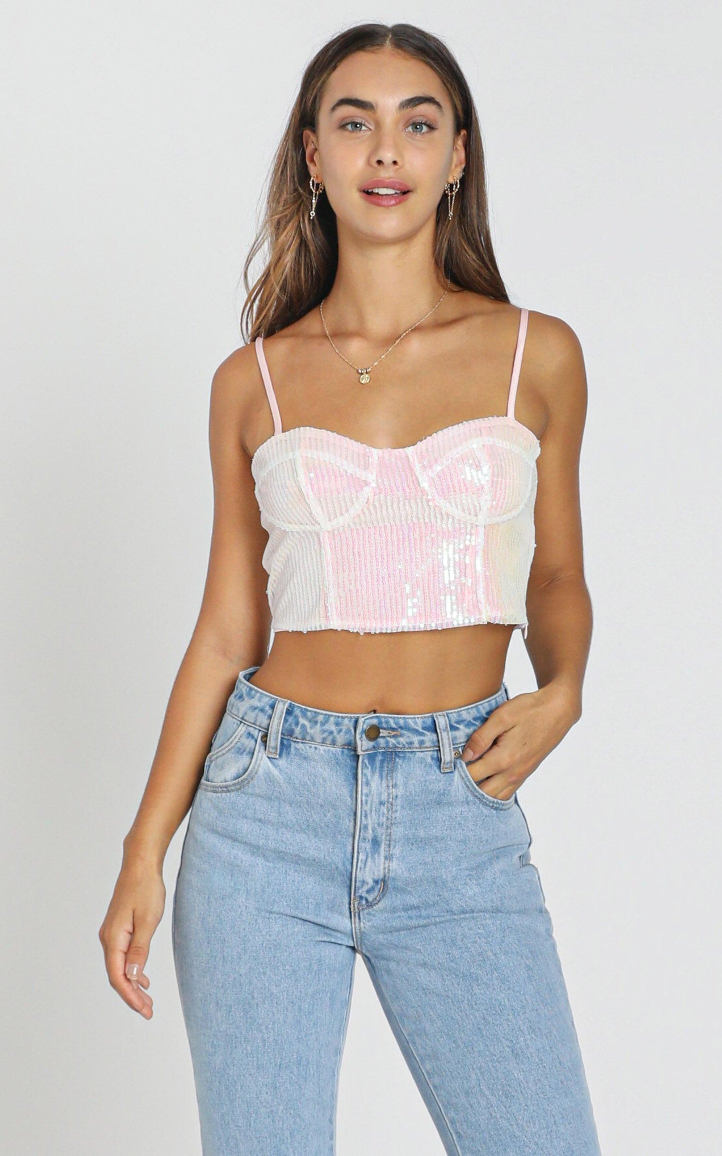 Touch Of Love Top in Blush Sequin