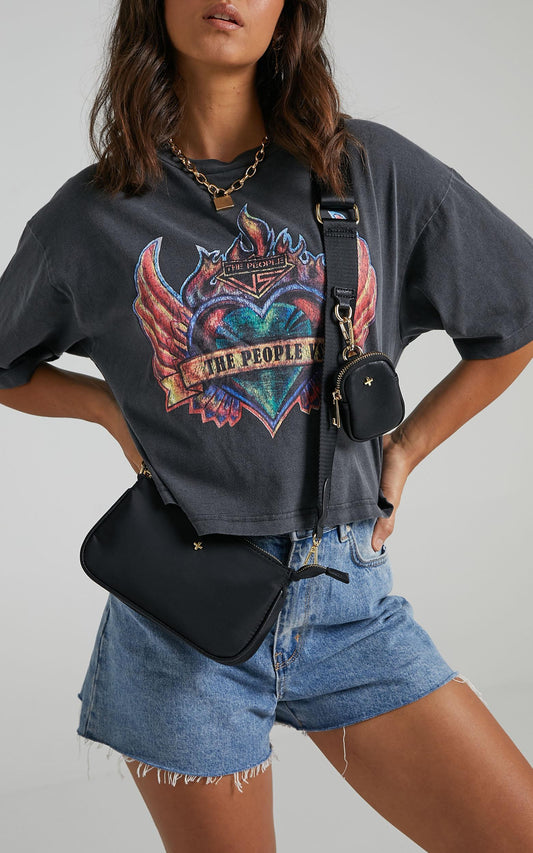 The People Vs - Heart Throb Vintage Tee in Black