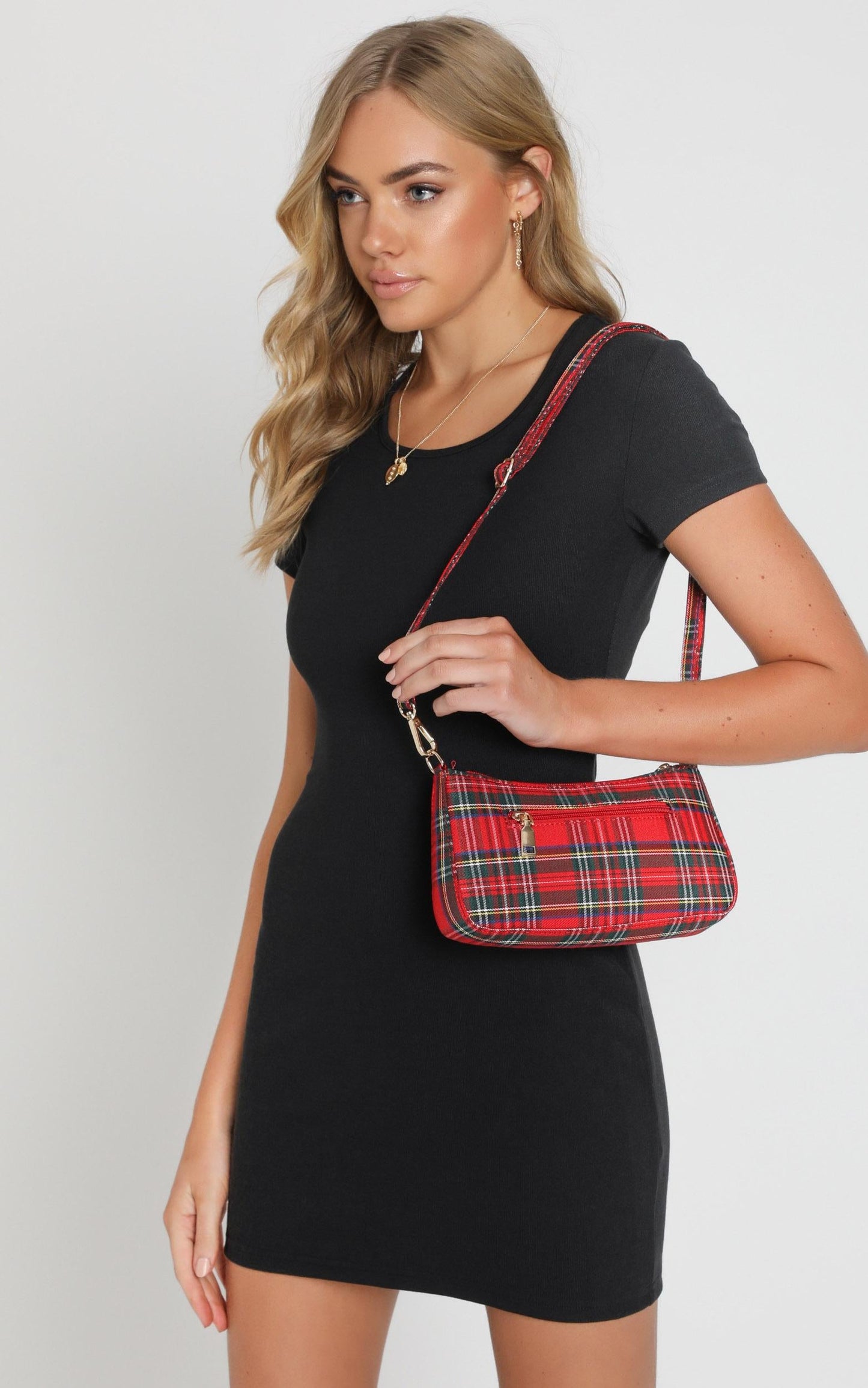 Trendsetter Check Shoulder Bag in Red and Green