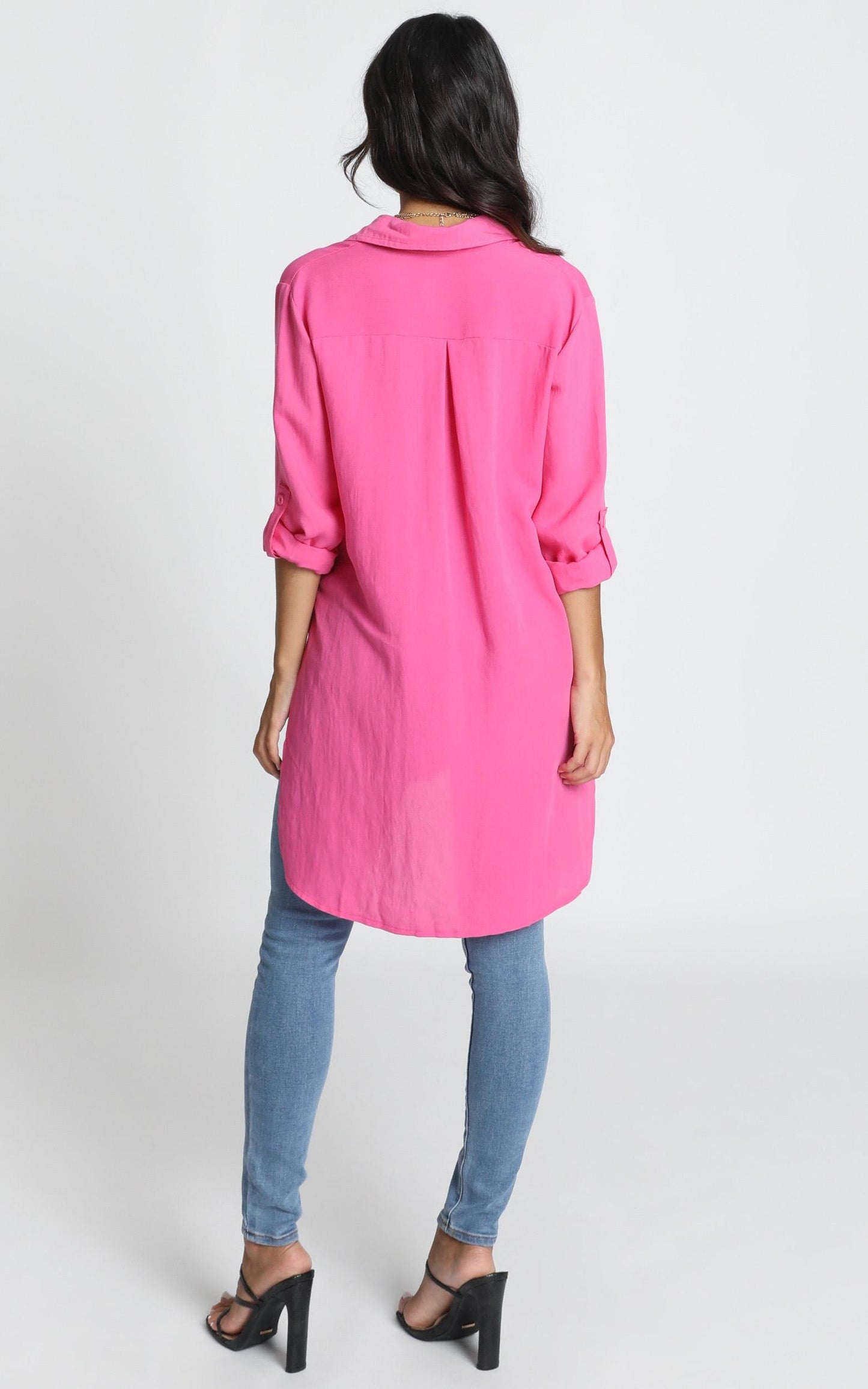 Trish Button Up Shirt In Hot Pink