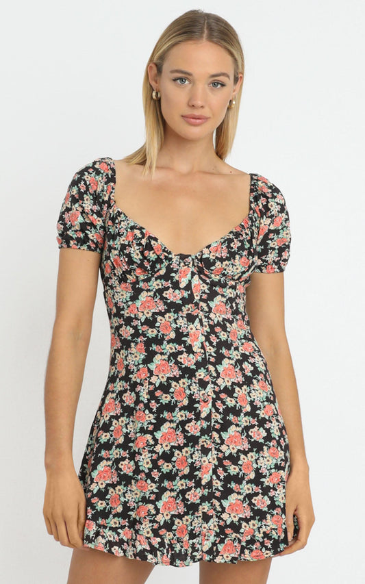 Trisha Dress in Black Floral