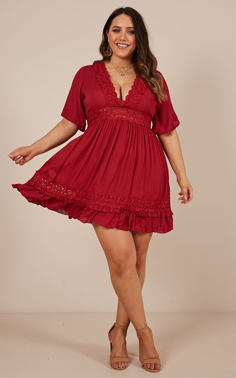 True To You Dress In Wine