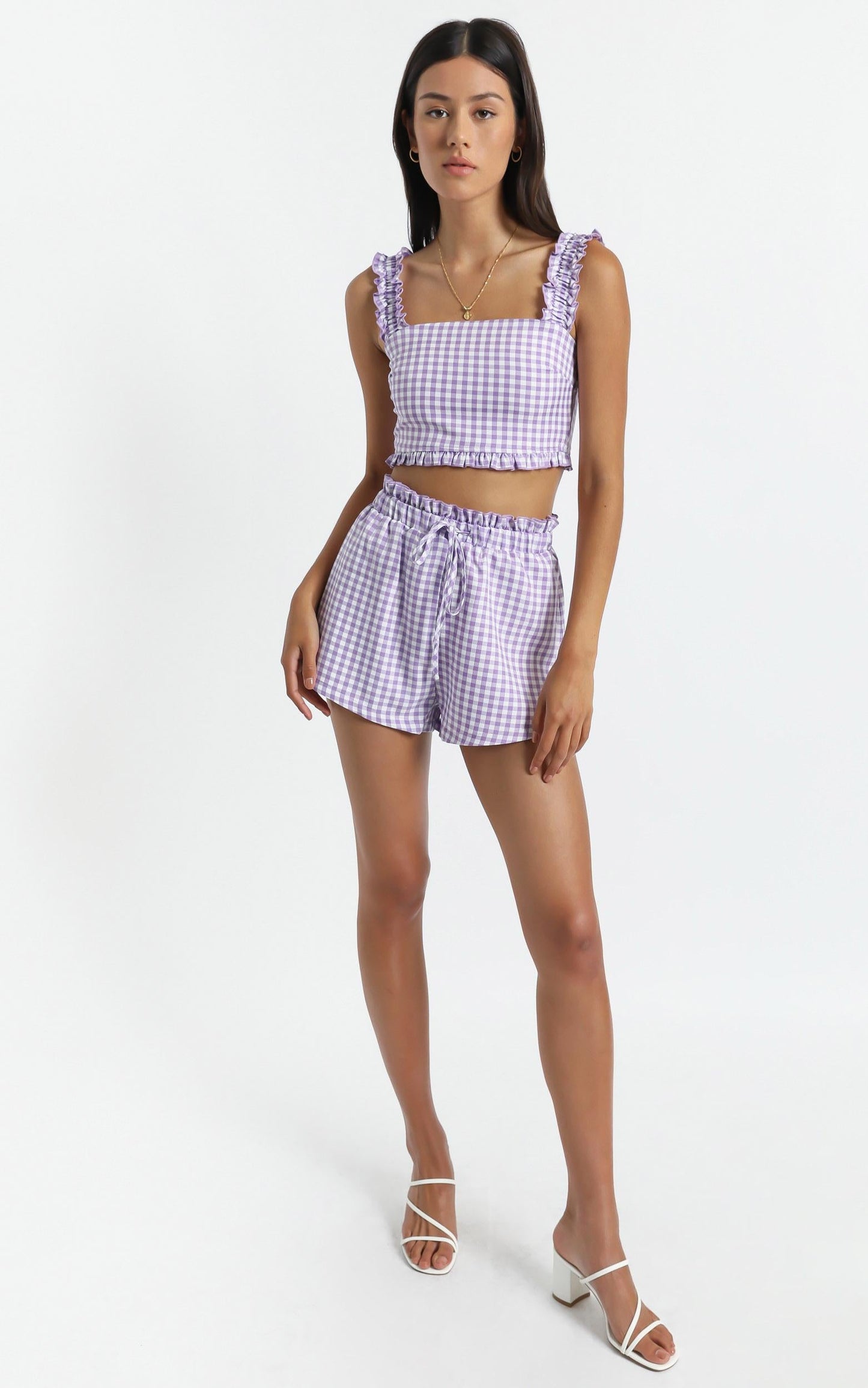 Trya Two Piece Set in Purple Check