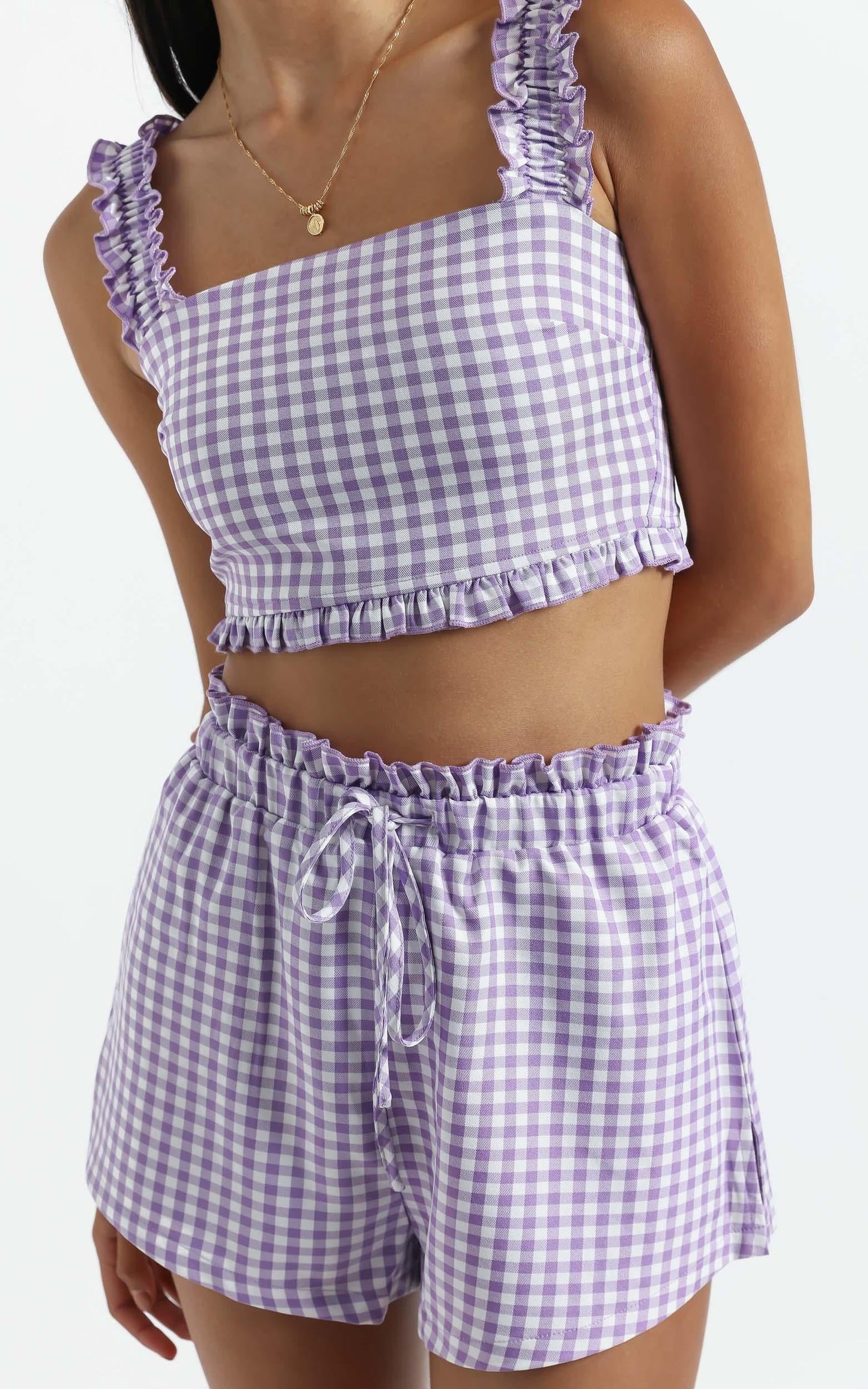 Trya Two Piece Set in Purple Check