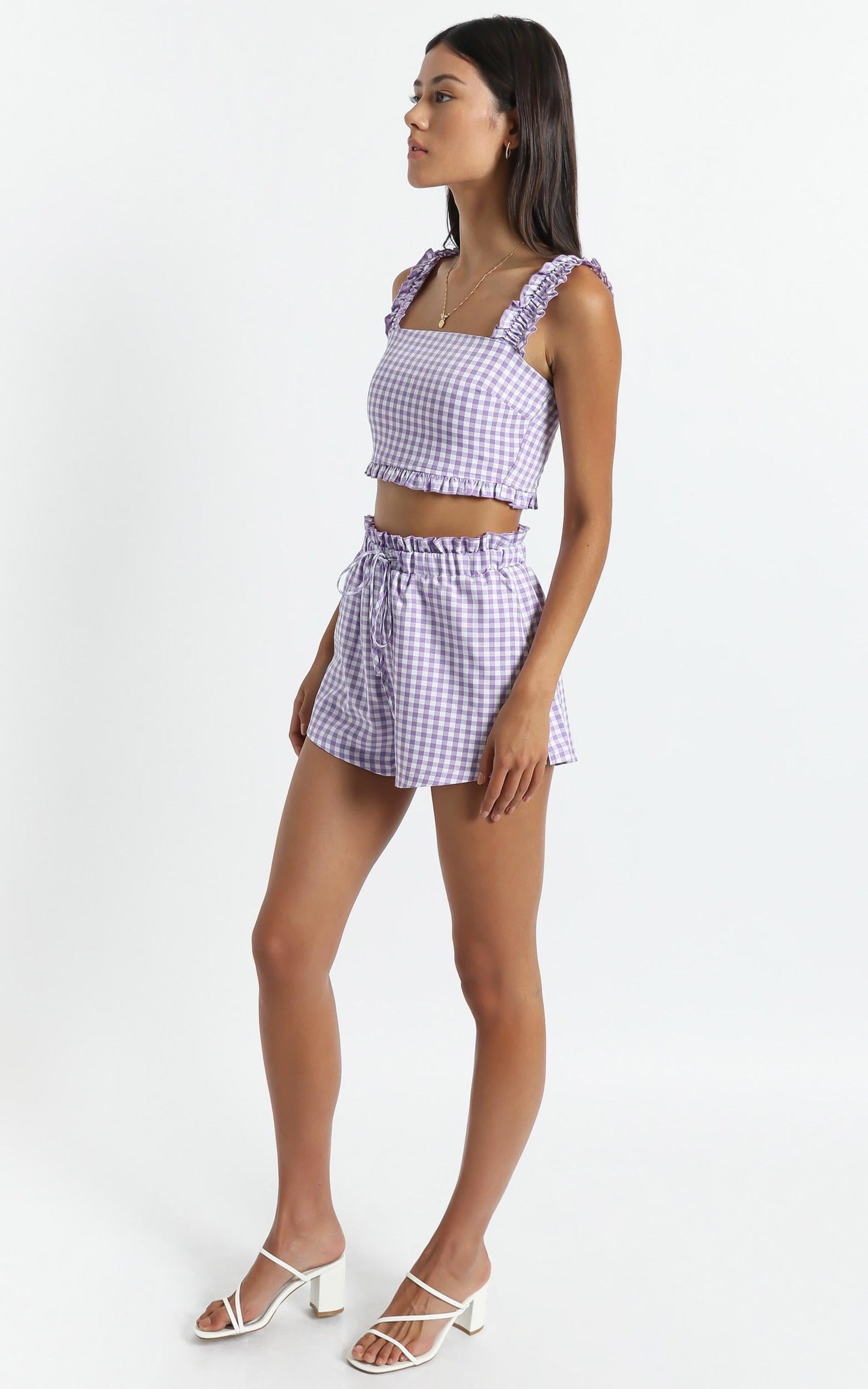 Trya Two Piece Set in Purple Check