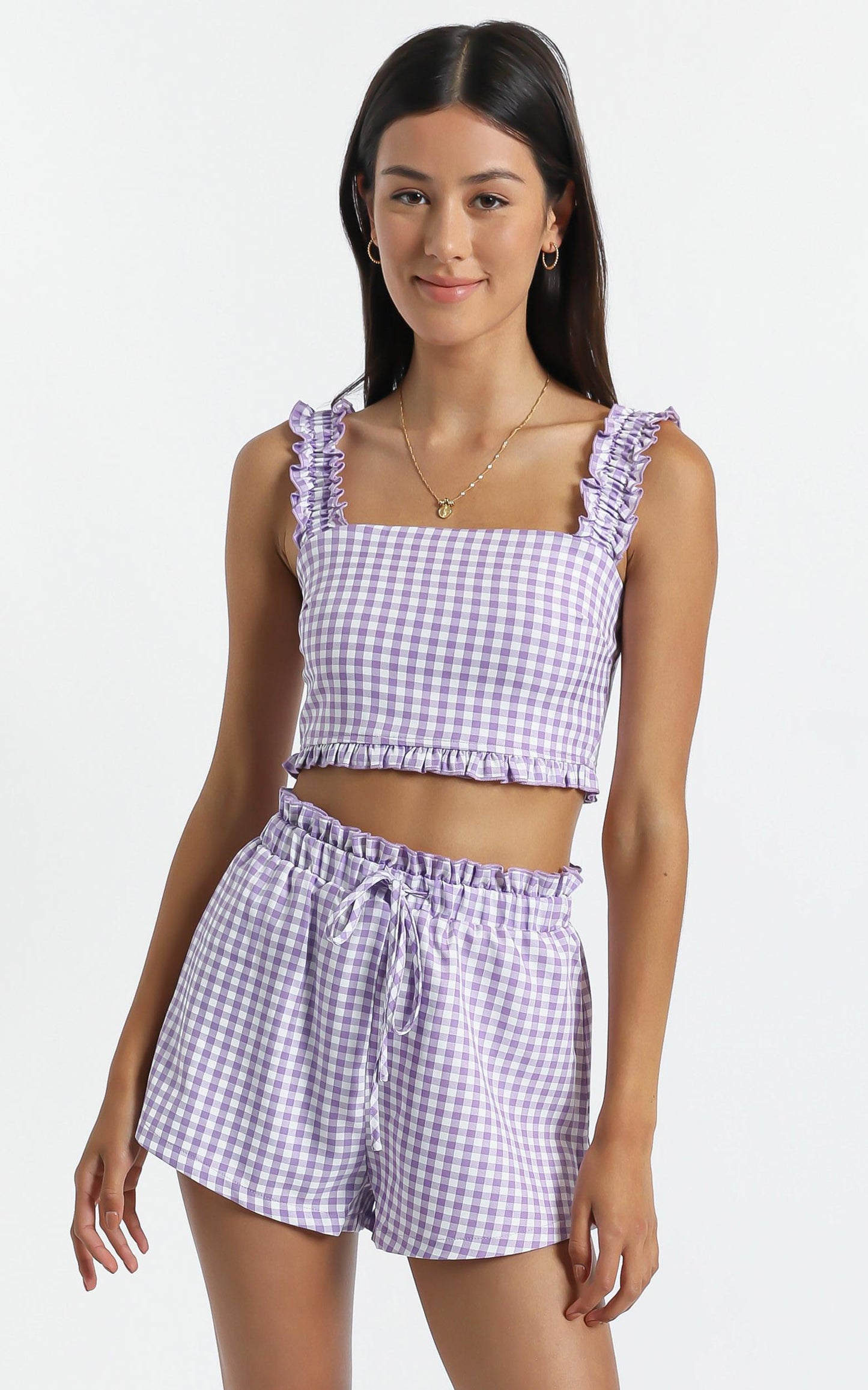 Trya Two Piece Set in Purple Check