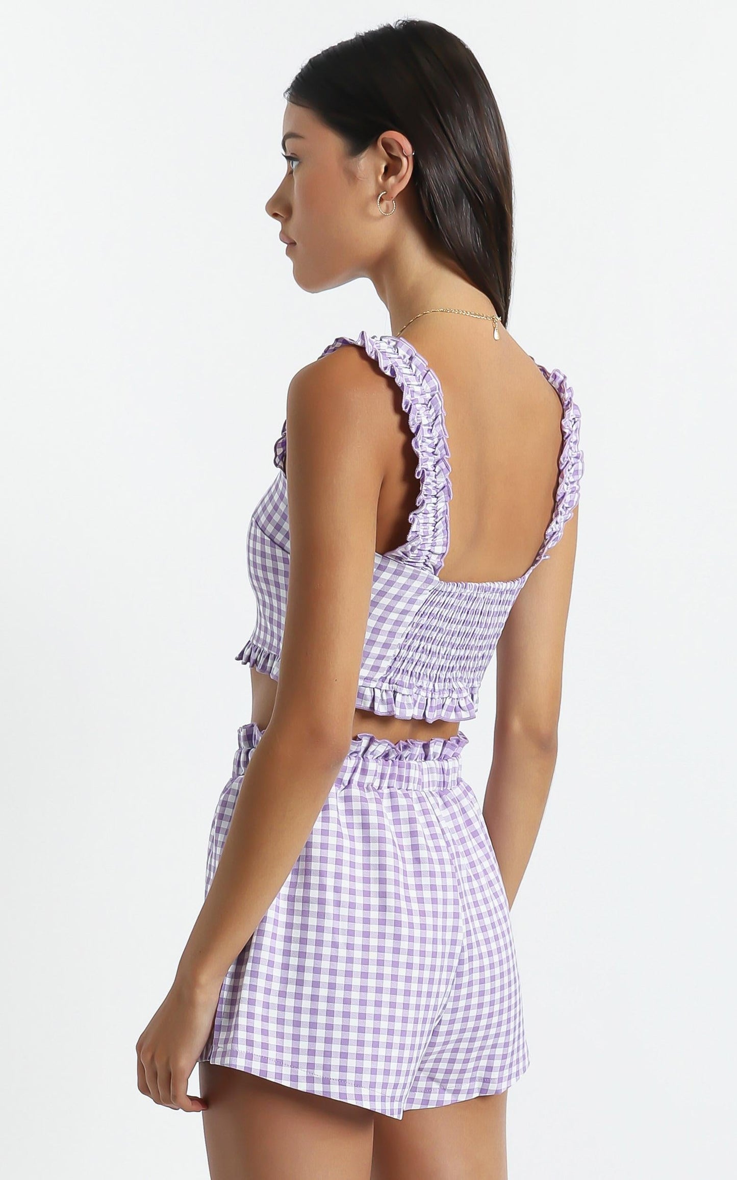 Trya Two Piece Set in Purple Check