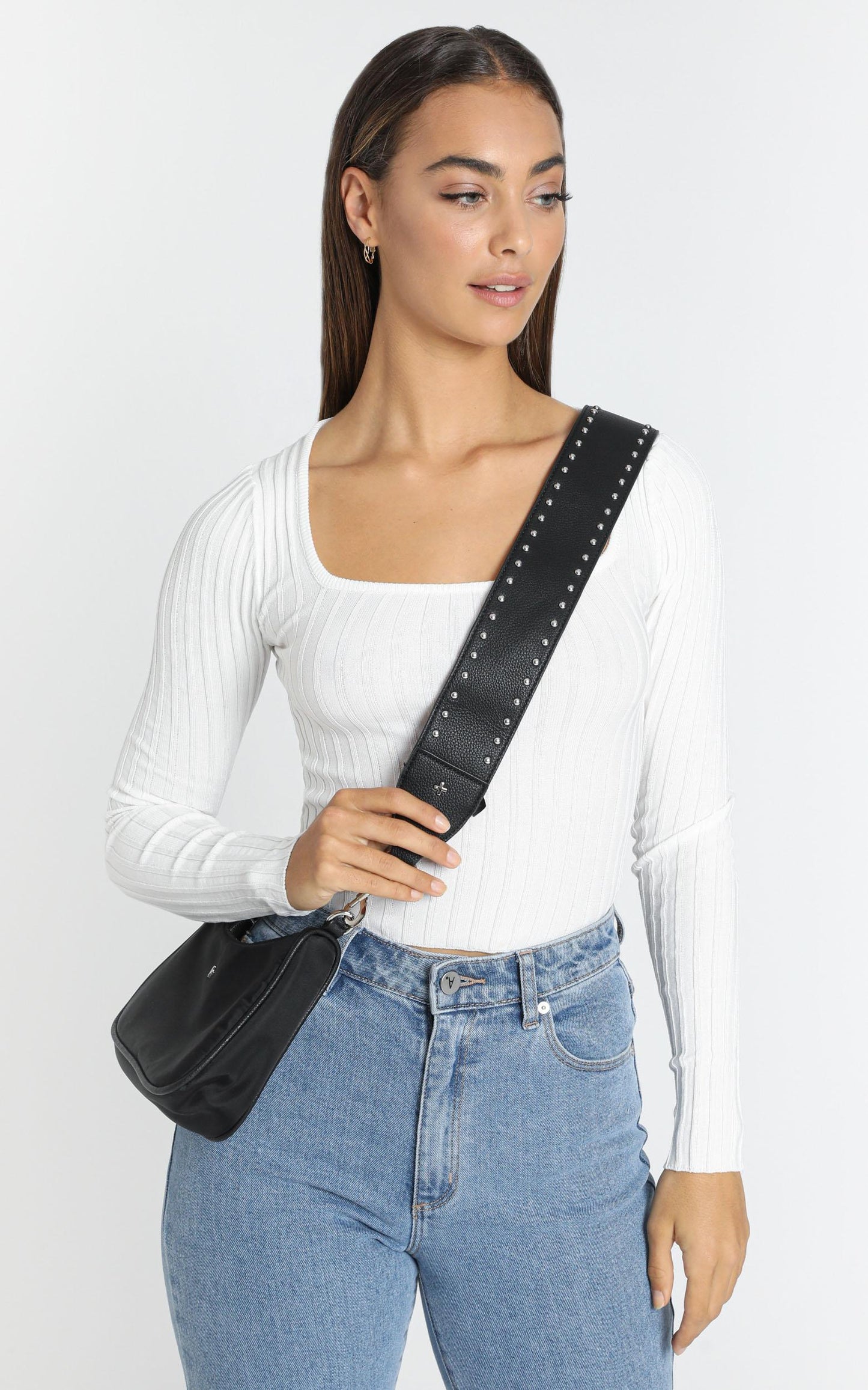Peta and Jain - Twain Stud Bag Strap in Black