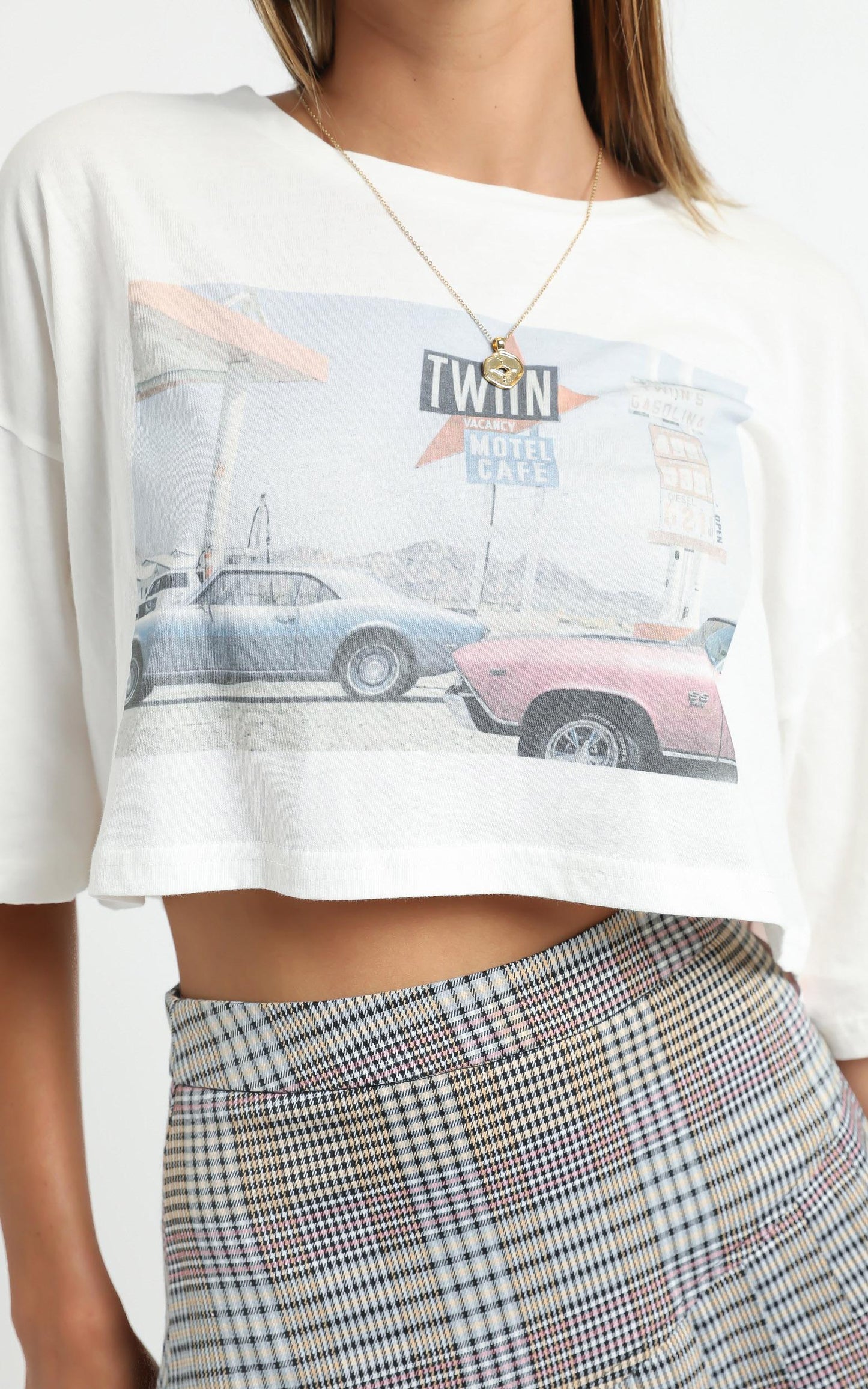 Twiin - No Vacancy Oversized Crop Tee in Multi
