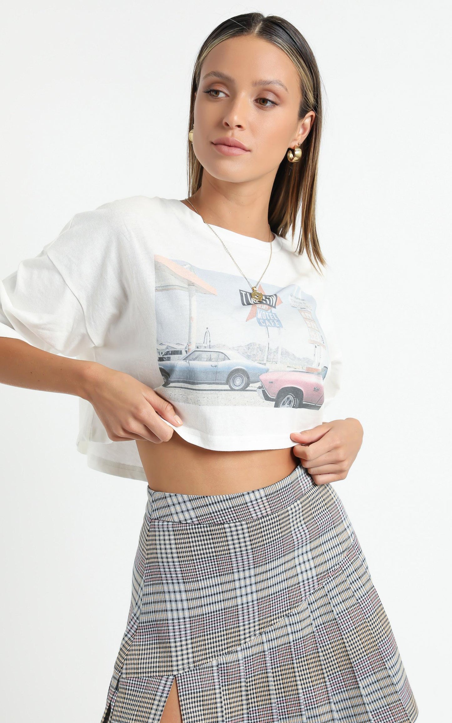 Twiin - No Vacancy Oversized Crop Tee in Multi