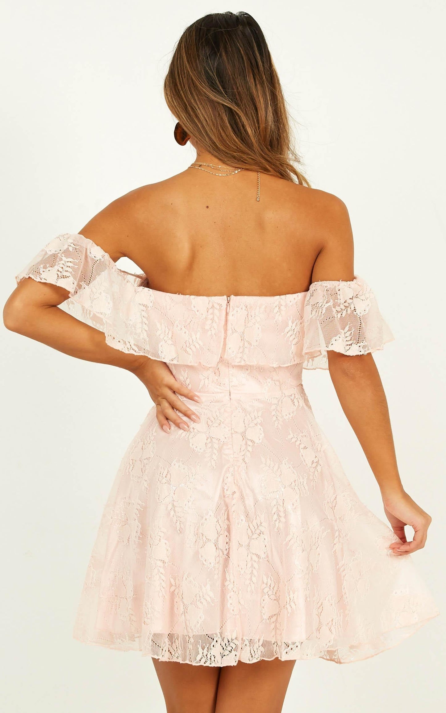 Twirl Me Around Dress In Nude Lace