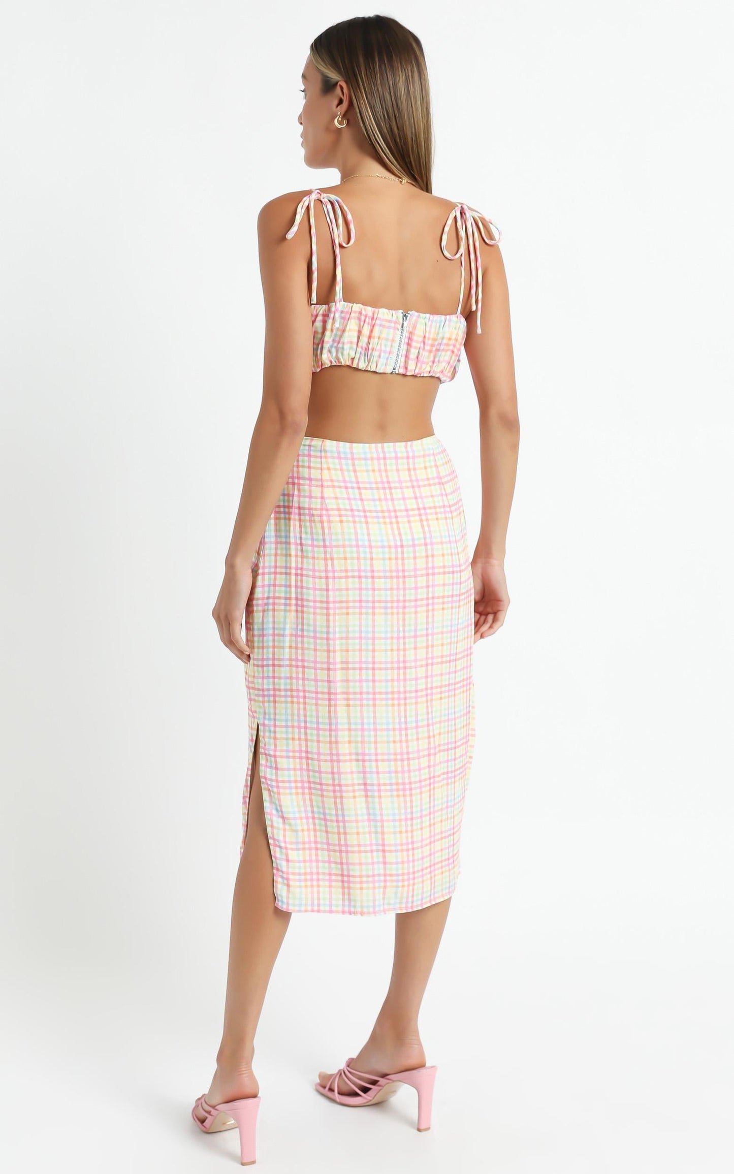 Uberta Two Piece Set in Rainbow Check