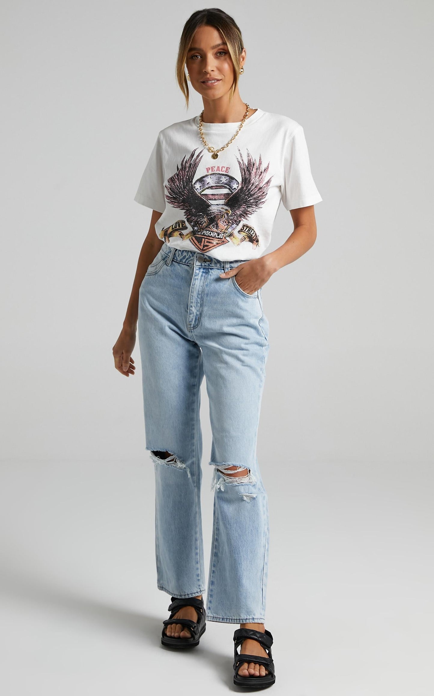 The People Vs - United Eagle Tee in Vintage White