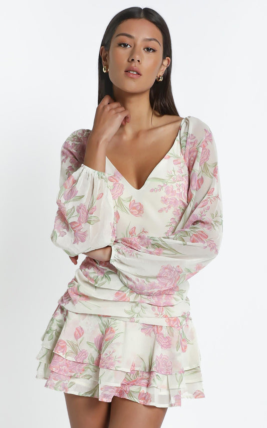 Ukie Dress in Cream Floral
