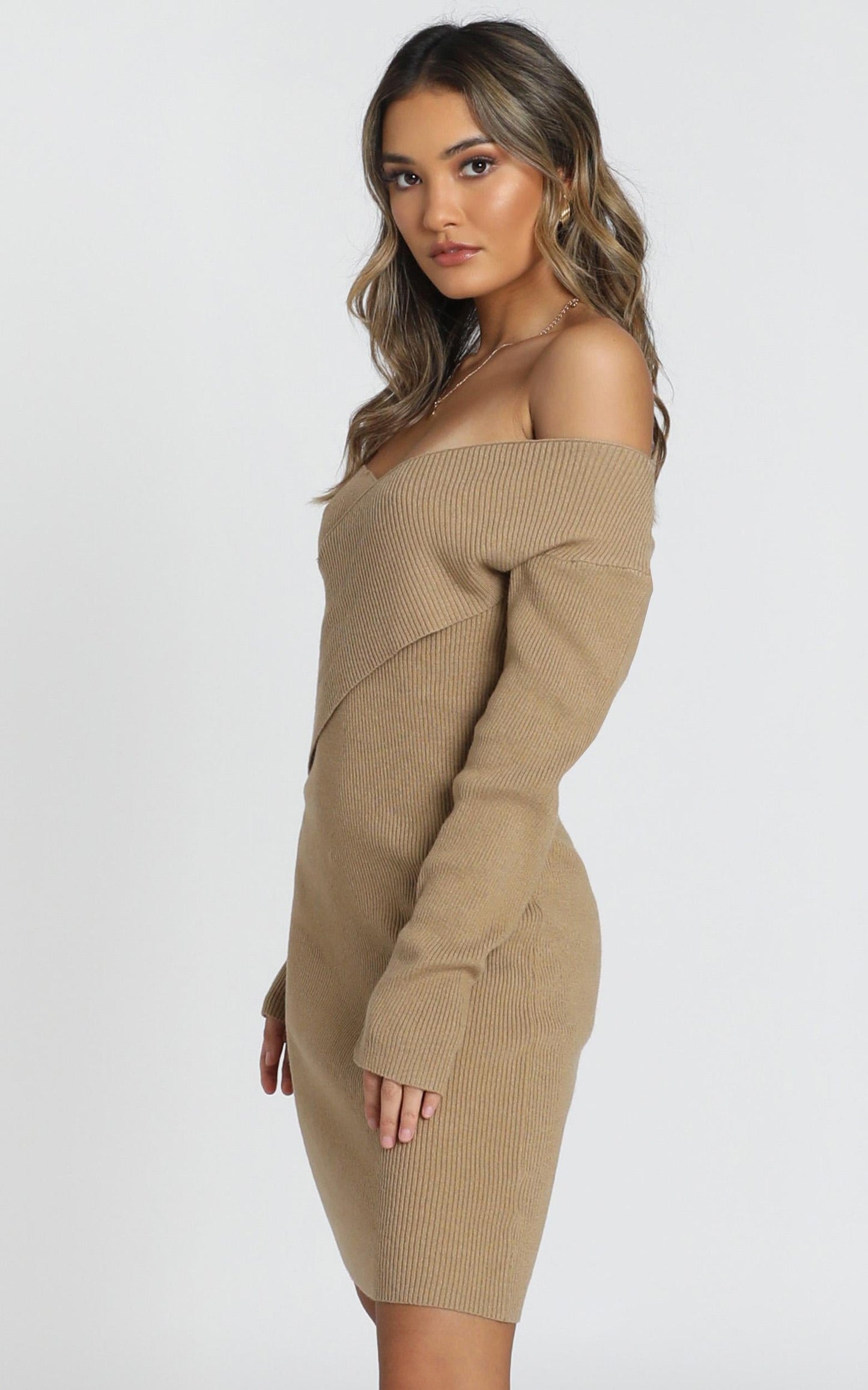 Unlocked Knit Dress in Camel