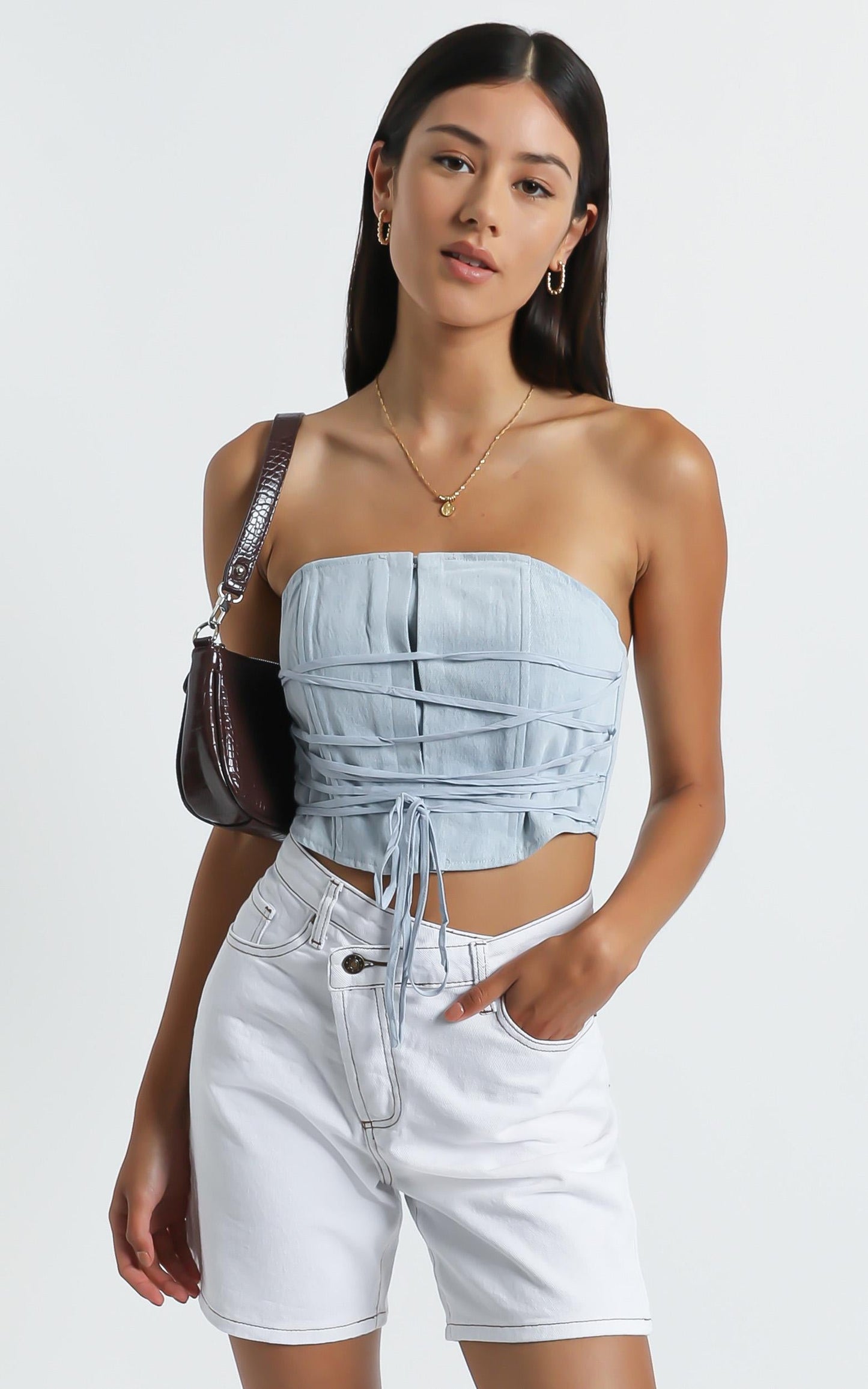 Lioness - Untie Me Top in Light Denim