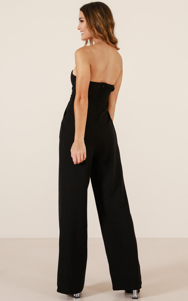 Catching Up Jumpsuit In Black