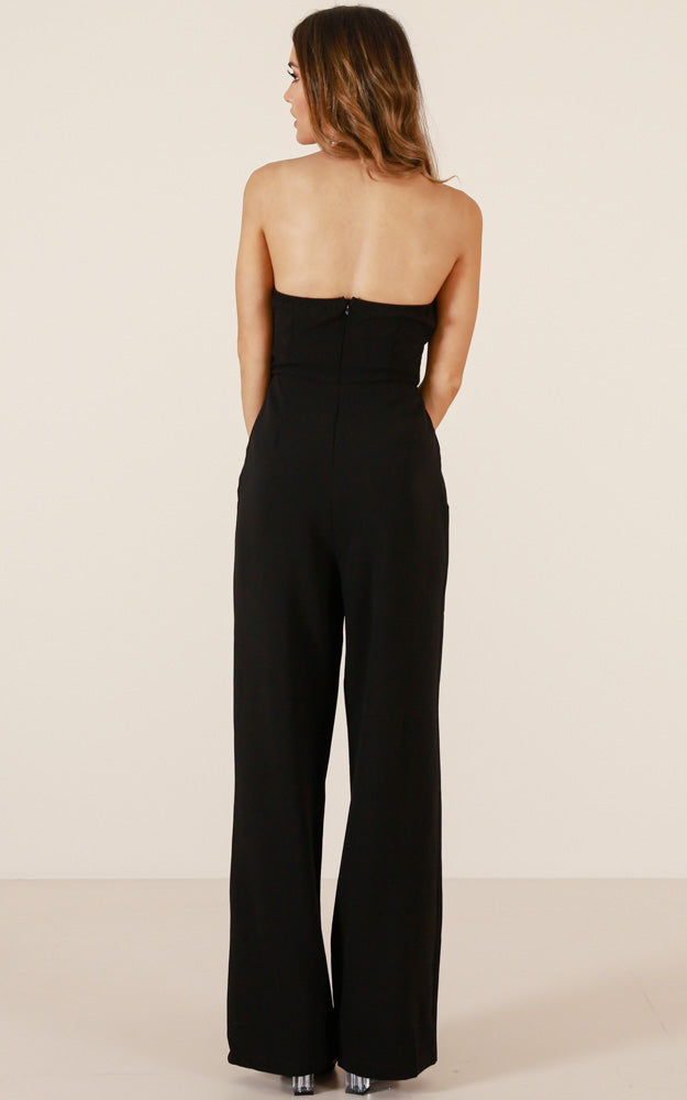 Catching Up Jumpsuit In Black